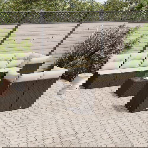 vidaXL 8-dijelni set vrtnih sofa s jastucima smeđi od poliratana Cijene