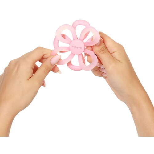 BabyOno Silicone Teether Flower grizalo Pink 1 kos Slike