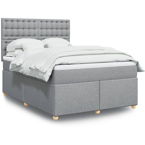 VidaXL Krevet box spring s madracem svjetlosiva 160x200 cm tkanina Slike