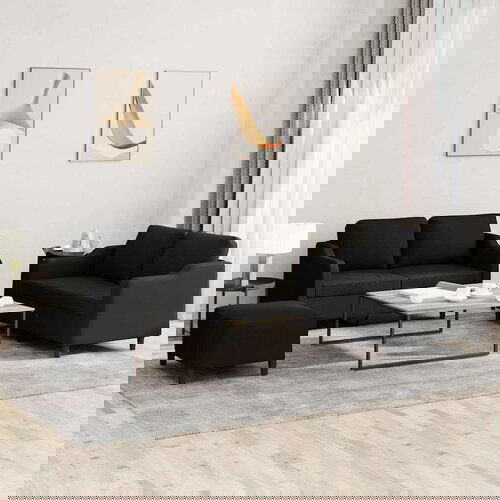 vidaXL Sedežna garnitura z blazinami 3-delna črno blago Cene