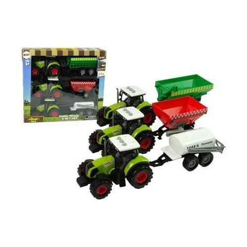 Lean_Toys Set treh baterijskih traktorjev + priklopniki, (20404583)