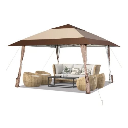 Gazebo paviljon sa mehanizmom 390x390cm Bež Cene