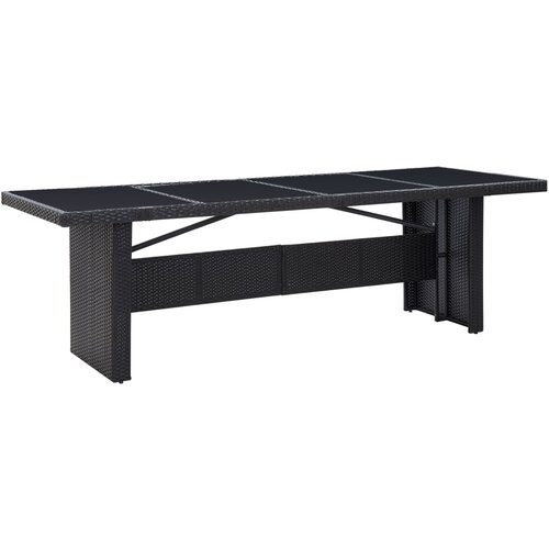 vidaXL Vrtna miza črna 240x90x74 cm poli ratan in steklo Cene