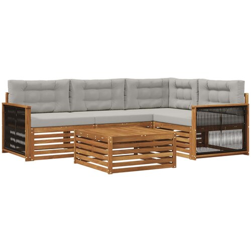  Set vanjskih sofa 5 kom. Prirodna i svjetlosiva Slike