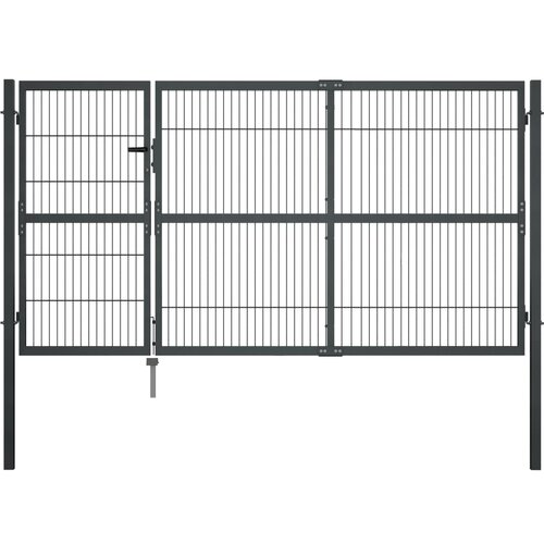 vidaXL Vrtna vrata s stebrički jeklo 350x140 cm antracitna Cene