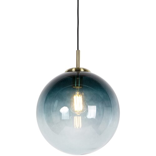 QAZQA Art deco viseča svetilka medenina z oceansko modrim steklom 33 cm - Pallon Cene