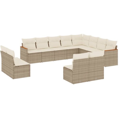  12-dijelni set vrtnih sofa od poliratana s jastucima bež Slike