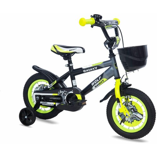 Galaxy bicikl dečiji wolf 12" crna/siva/neon žuta Cene