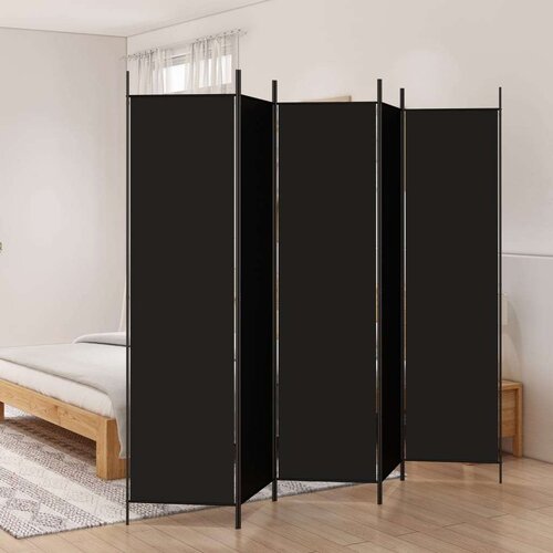 Sobna pregrada s 5 panela crna 250x200 cm od tkanine Slike
