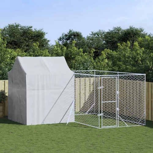  vanjski kavez za pse s krovom srebrni 4x4x2,5 m pocinčani čelik