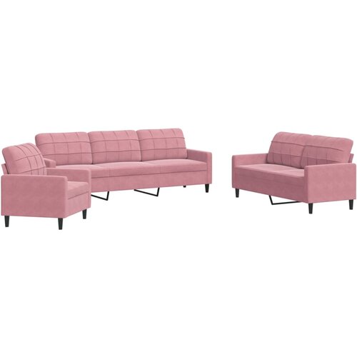 vidaXL 3-dijelni set sofa s jastucima ružičasti baršunasti Cijene