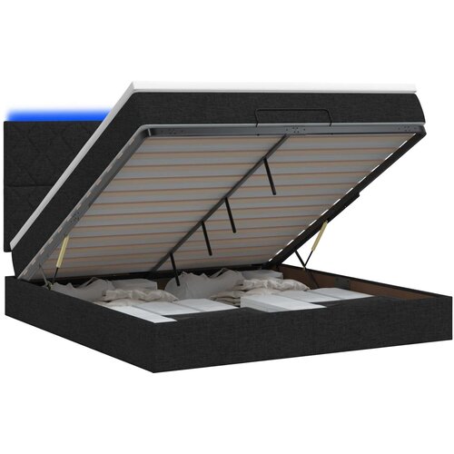  Krevet od pjene s madracem i LED-om Crna 140 x 190 cm Tkanina Slike