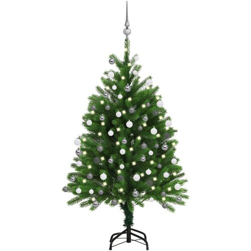 vidaXL Umetna novoletna jelka z LED lučkami in bučkami 120 cm zelena Cene