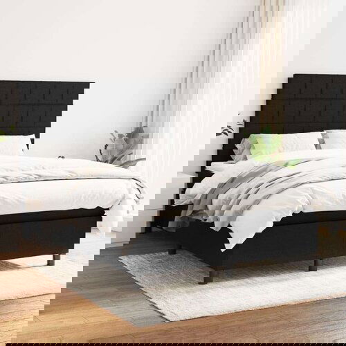  Krevet s oprugama i madracem crni 140x200 cm od tkanine Slike