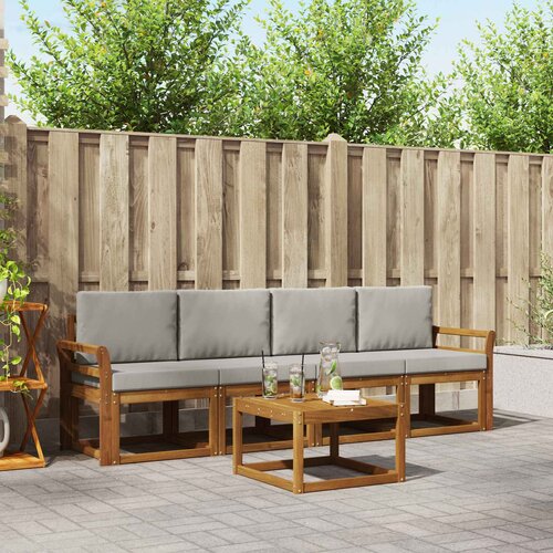  Set vanjskih sofa 5 kom. Prirodna i svijetlo siva Cene