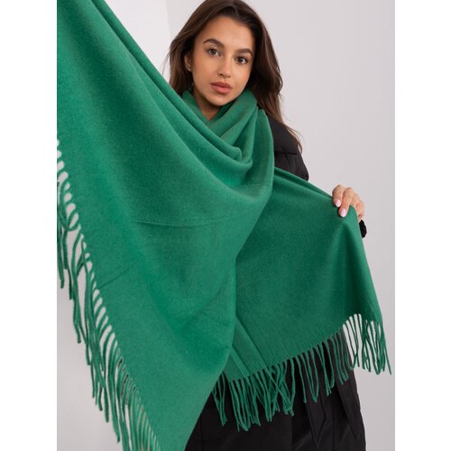 Fashion Hunters Dark green knitted scarf with fringe Slike