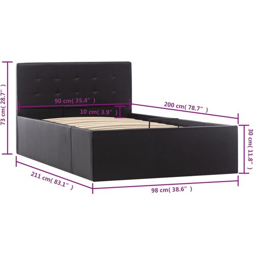  Hidraulični okvir za krevet od umjetne kože crni 90 x 200 cm Slike
