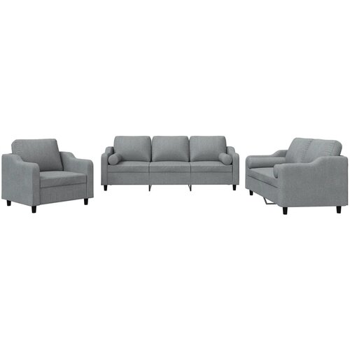 Maison Chic Sedežna garnitura - kavč 3-delna z vzglavniki svetlo sivo blago, (21729008) Cene