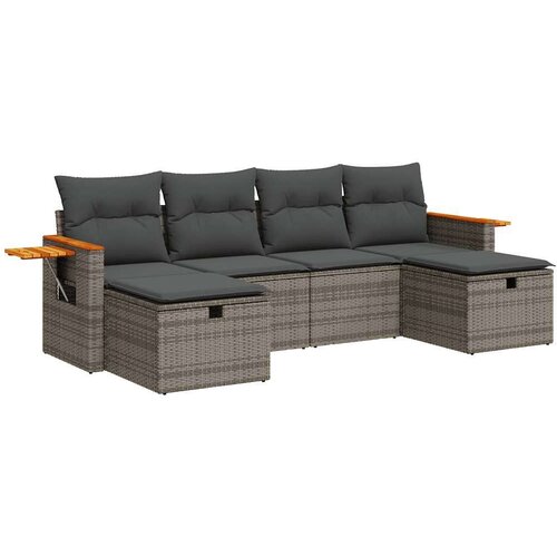 VidaXL 6-dijelni set vrtnih sofa od poliratana s jastucima sivi Slike