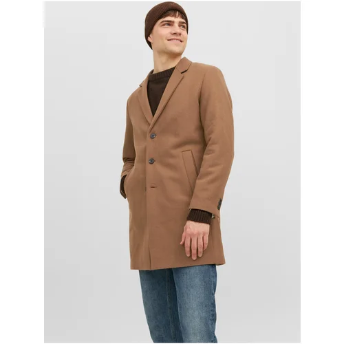 Jack & Jones Brown men's coat with wool Morrison - Men