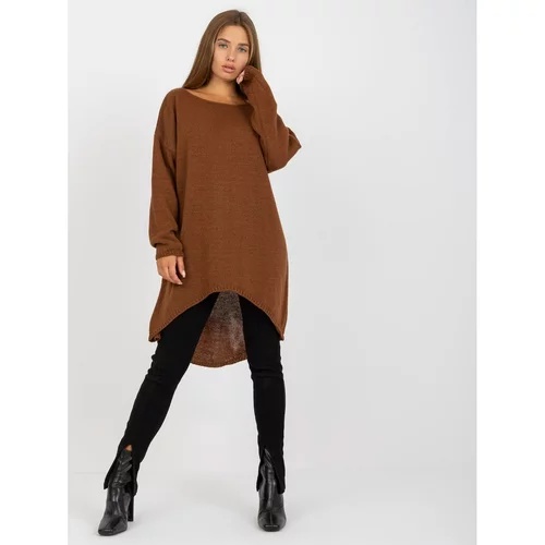 Fashion Hunters OCH BELLA brown asymmetrical oversize sweater
