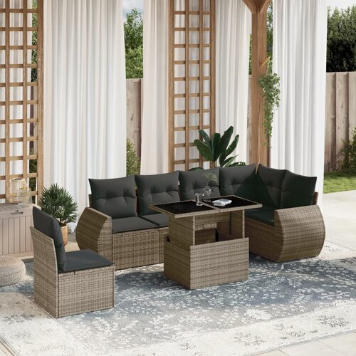 vidaXL 7-dijelni set vrtnih sofa sivi od poliratana Cijene
