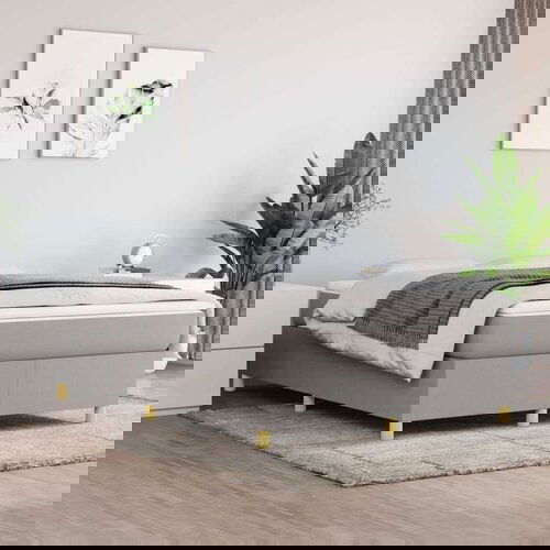  Box spring postelja z vzmetnico svetlo siva 140x200 cm blago, (20725004) Slike