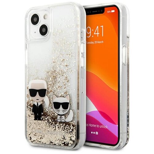  Originalen ovitek KLHCP13MGKCD za iPhone 13 6.1 prozorna za&amp;scaron;čita z zlatimi ble&amp;scaron;čicami - Karl and Choupette Slike