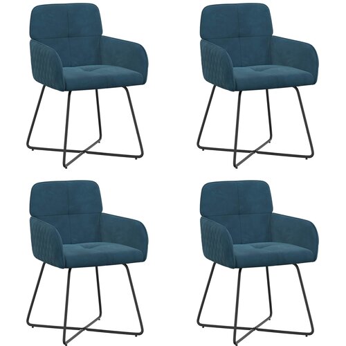 vidaXL Jedilni stoli 4 pcs Žamet Modra 59 x 56,5 x 86 cm, (5000296795) Cene