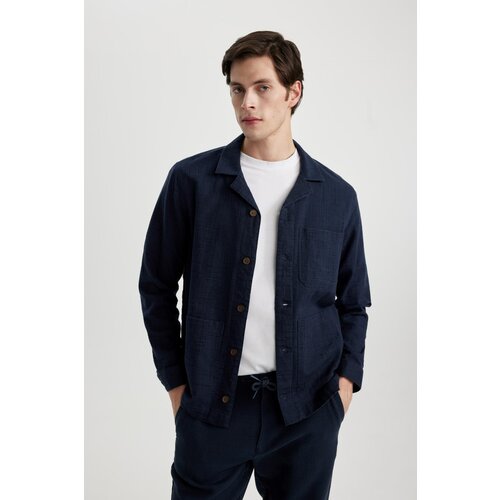 Defacto regular fit open collar cotton shirt jacket Slike