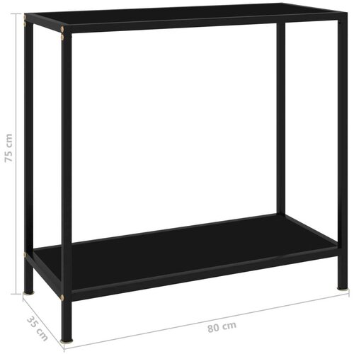 VidaXL Konzolni stol crni 80 x 35 x 75 cm od kaljenog stakla Slike