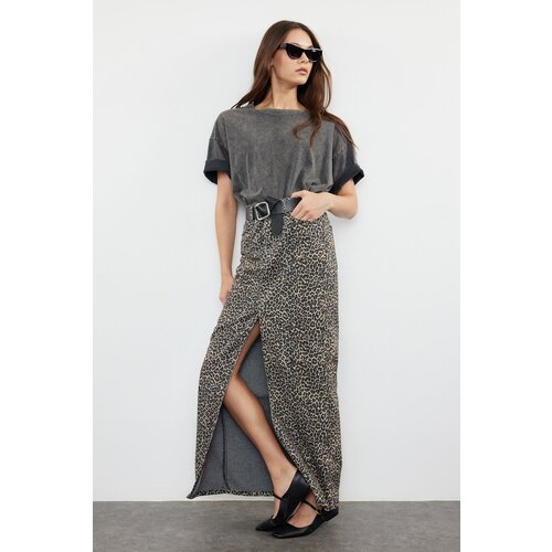 Trendyol Multicolored Leopard Patterned Maxi Denim Skirt Cijene