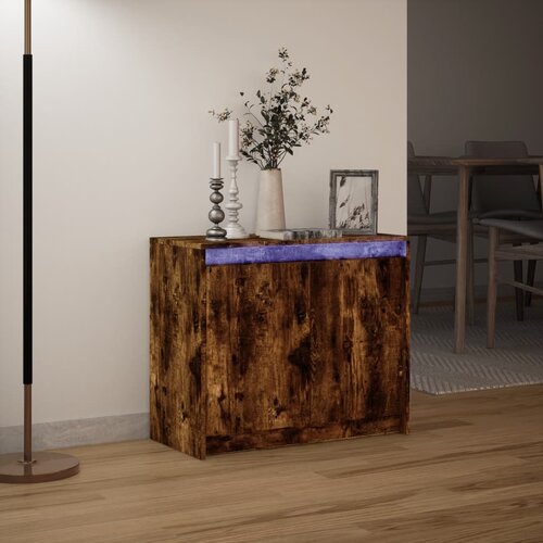  Komoda s LED boja dimljenog hrasta 72x34x61cm konstruirano drvo Slike