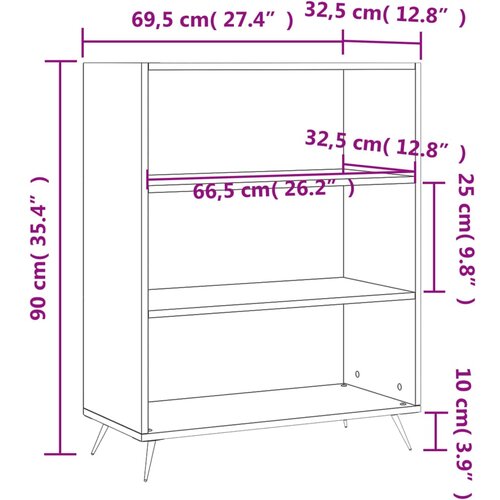  Regal za knjige bijeli 69,5 x 32,5 x 90 cm konstruirano drvo Slike