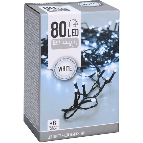  Novoletne lučke veriga 80 LED hladno bela 8m - 8 funkcij