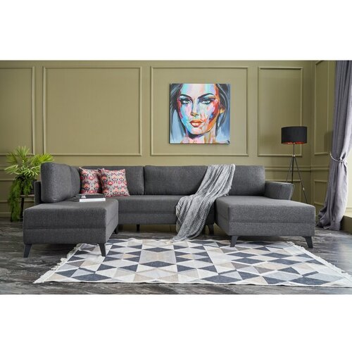Atelier Del Sofa Antracitno siva raztegljiva kotna sedežna garnitura (v obliki črke &amp;quot;U&amp;quot;) Eris &amp;ndash; Slike