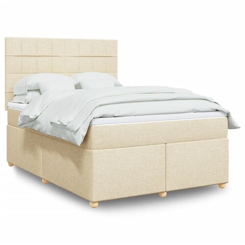 VidaXL Krevet s oprugama i madracem krem 140x200 cm od tkanine Slike