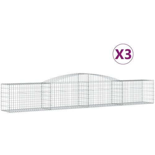 VidaXL Obokana gabionska ko&amp;scaron;ara 3 kosi 400x50x60/80cm pocinkano železo, (20758137) Slike