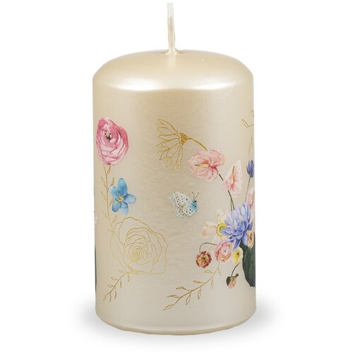 Unipar bež svijeća Flower Paradise, vrijeme gorenja 40 h Slike