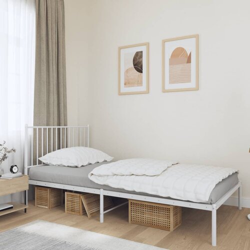  Metalni okvir za krevet s uzglavljem bijeli 107x203 cm Cene