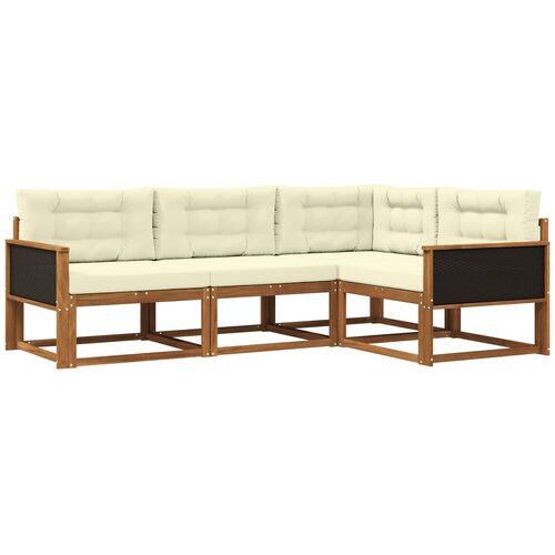 vidaXL Zunanja garnitura za sedenje z blazino 4 pcs Naravna in smetana, (5000281942) Cene