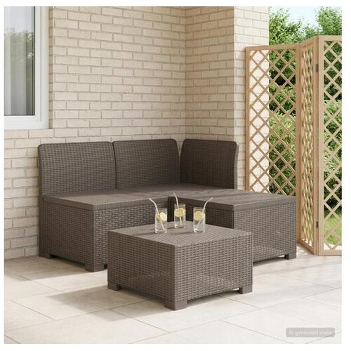 vidaXL Sofa za vrt za 3 osobe sa izgledom rattan 3-sjedalo PP - Svjetlosiva Sofa + srednji + kutni bez jastuka Cijene
