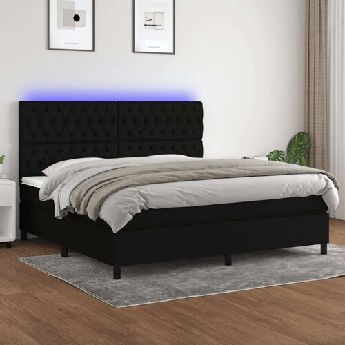  Box spring postelja z vzmetnico LED črna 200x200 cm blago, (20761320) Slike