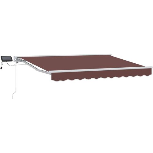  Ročno senčilo s LED-ji Rjava 3,5 x 2 m Poliester s PU premazom, (5000204397) Cene