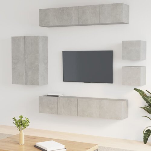 vidaXL 8-dijelni set TV ormarića siva boja betona konstruirano drvo Cijene