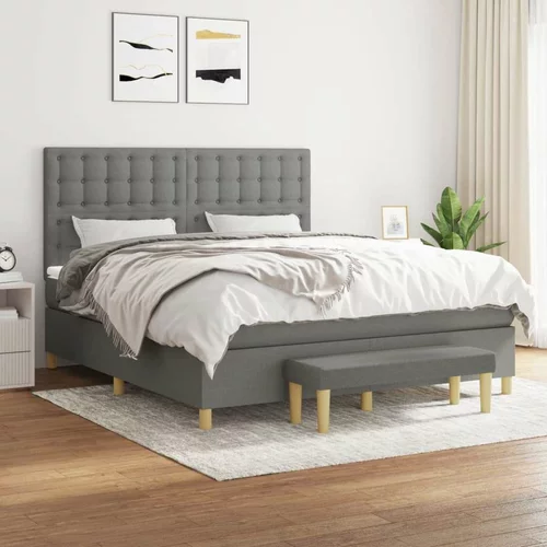  Box spring postelja z vzmetnico temno siva 160x200 cm blago, (20901379)