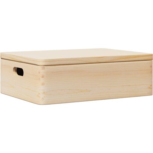 vidaXL Lesena škatla s pokrovom in ročaji 40x30x13 cm trdna borovina, (22054763) Cene