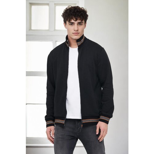 Dewberry 80972 Regular Fit Stand Collar Zippered Sweatshirt-BLACK Cijene