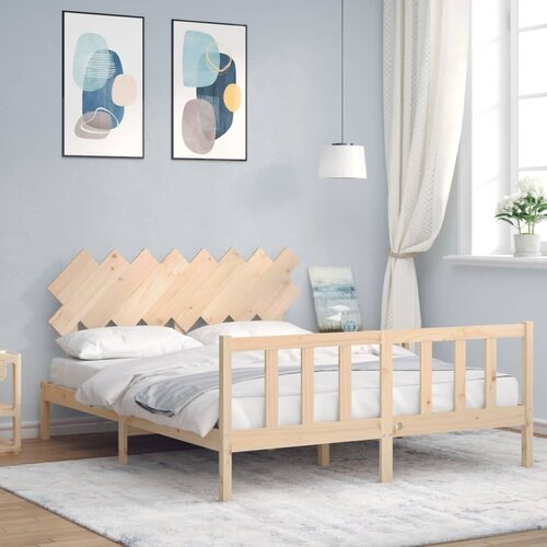 vidaXL Okvir kreveta s uzglavljem 160 x 200 cm od masivnog drva Cene