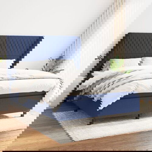  The Living Store Box spring postelja z vzmetnico modra 140x200 cm blago - Box Spring Postelja, (21448891) Slike